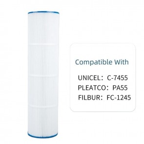 Compatible UNICEL C-7455, PLEATCO PA55, FILBUR FC-1245 Cartridge Filter Pump Pool Filter Dacron Material Filter Pump Cartridge