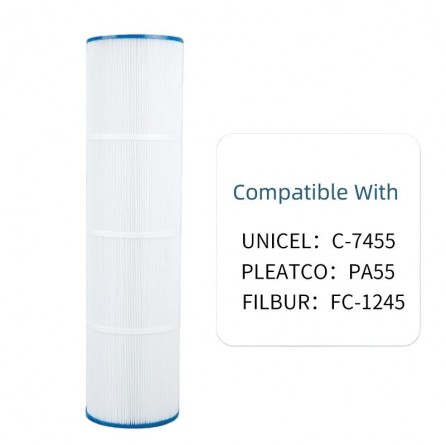 Compatible UNICEL C-7455, PLEATCO PA55, FILBUR FC-1245 Cartridge Filter Pump Pool Filter Dacron Material Filter Pump Cartridge